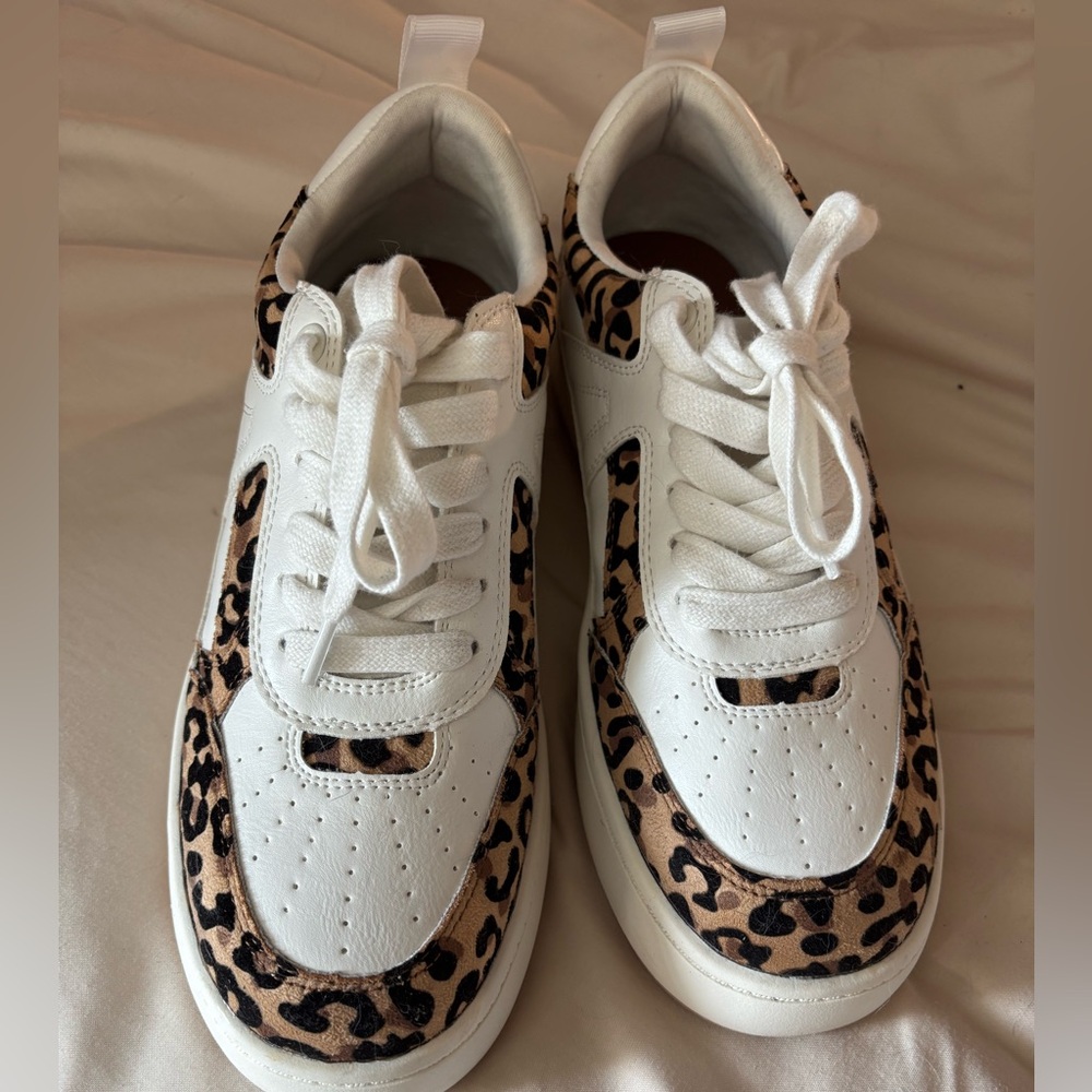 MIA Women's Dice Chunky Sneakers in Leopard and White